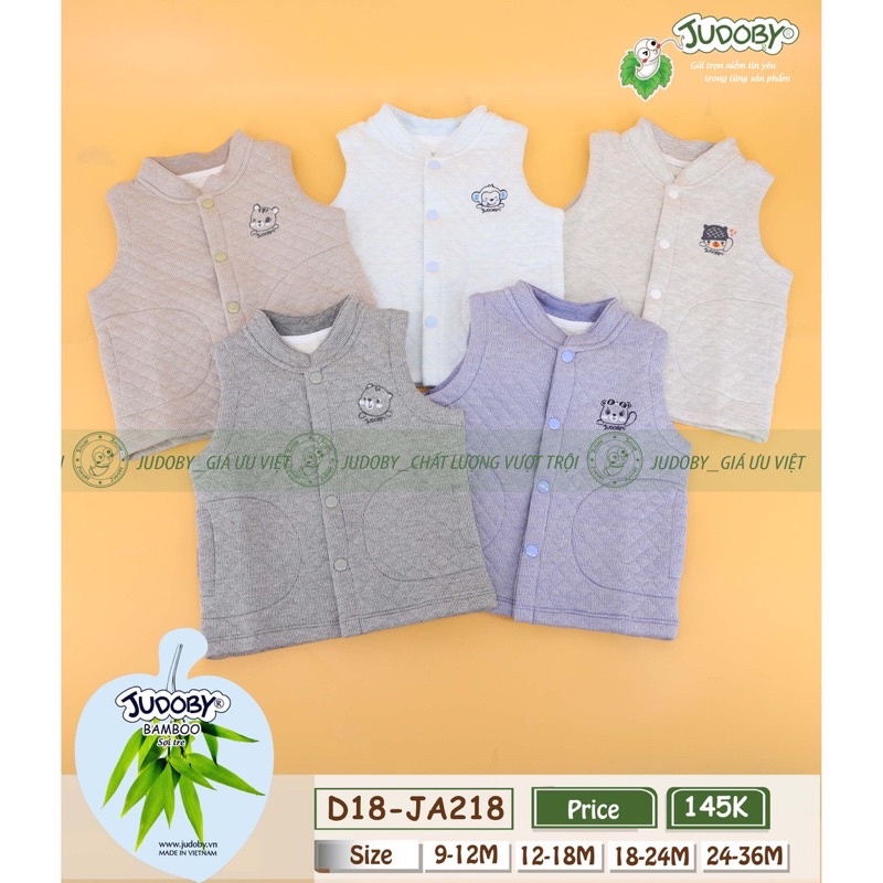 Áo gile Judoby trần bông 2 lớp dày phối túi 12-36m JA218
