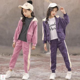Set Đồ Bộ Dài Tay Phong Cách Hàn Quốc Dễ Thương Dành Cho Bé Gái 12 tuổi✨ thời trang cho bé gái size đại 25kg, 30kg, 35kg