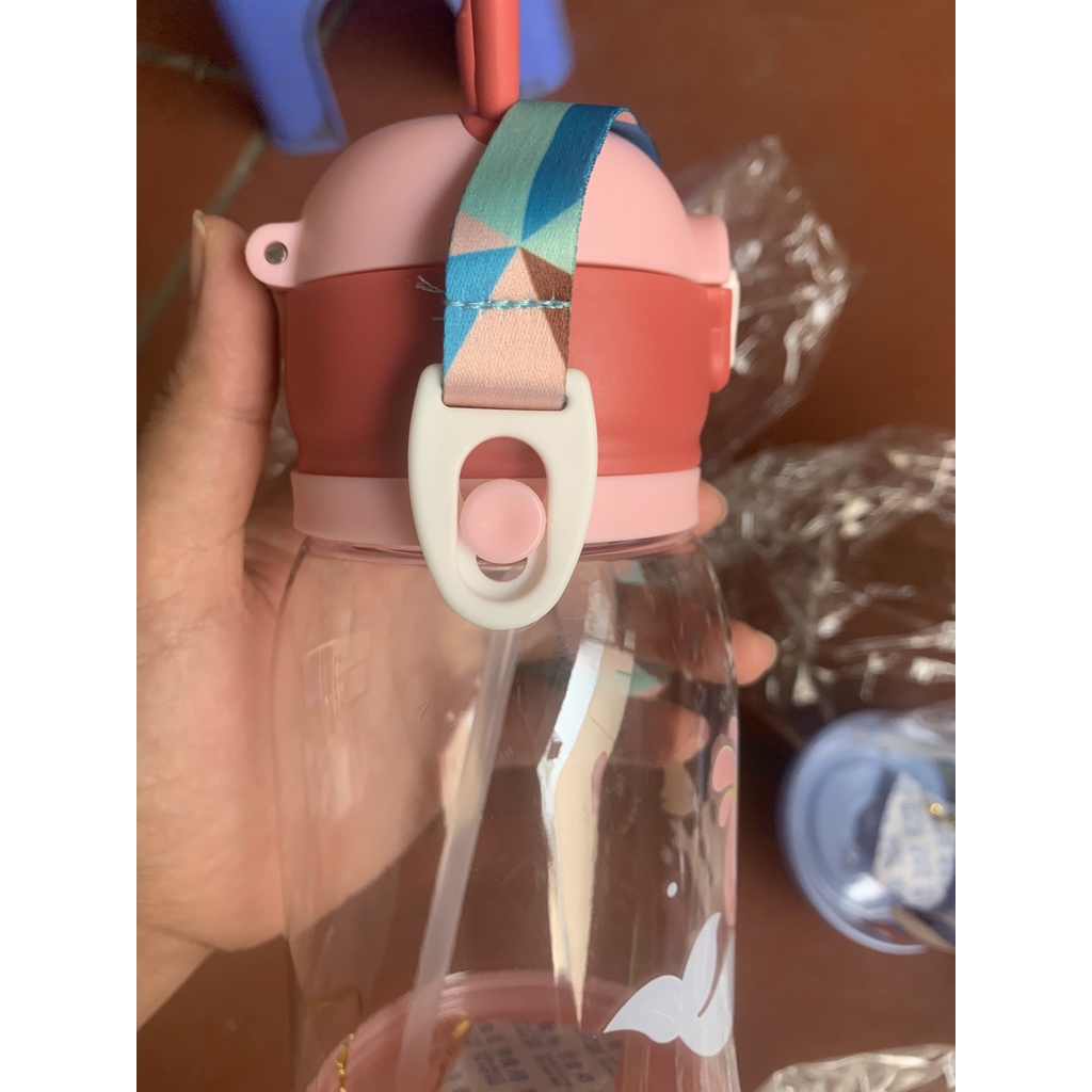 Bình nước ống hút trẻ em 600ml thiết kế gạc hươu dễ thương[ Kèm ảnh Thật]