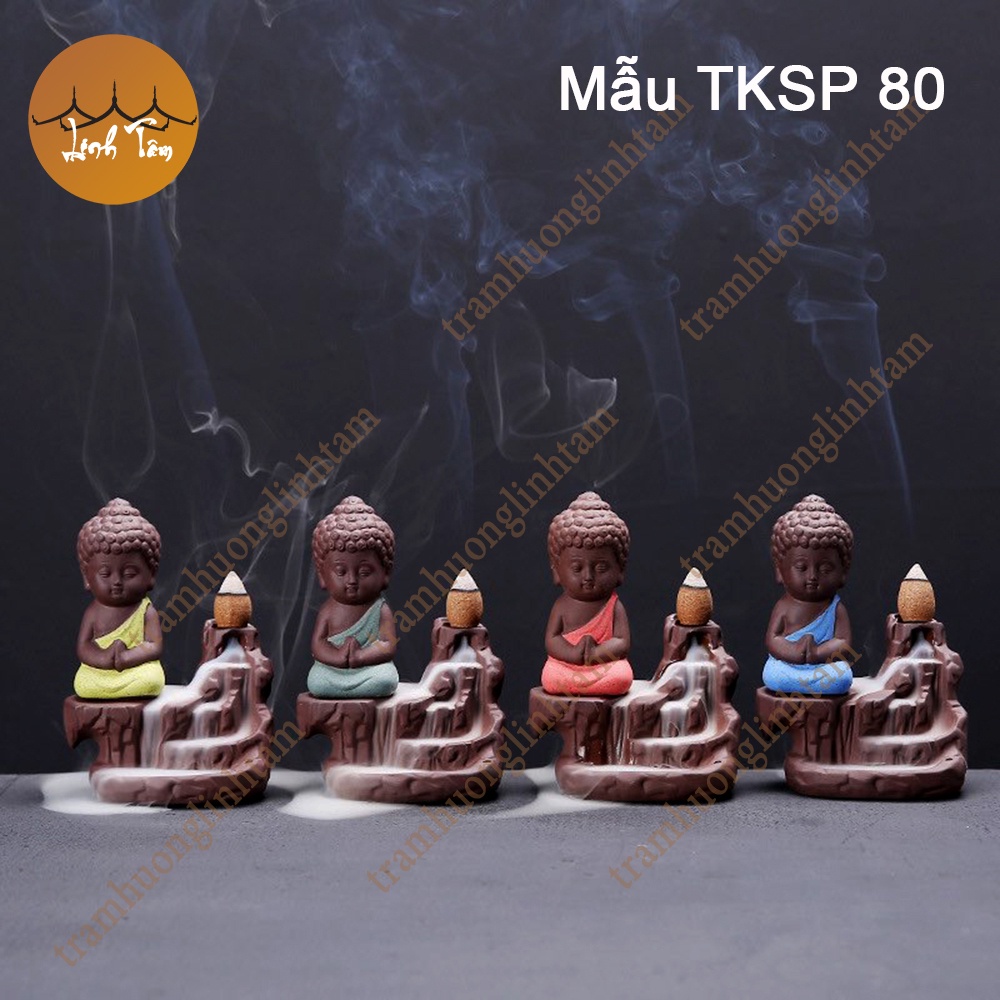 Thác khói trầm hương tặng 1 nụ trầm phật tọa thiền bên núi tksp80