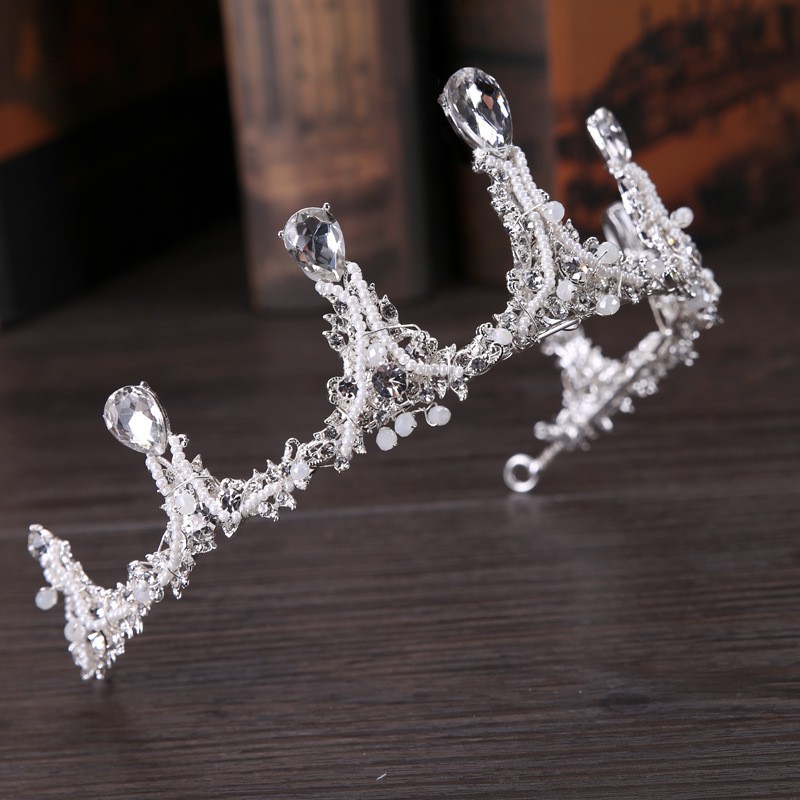 Vương miện đính ngọc trai nhân tạo cho cô dâu thời trang