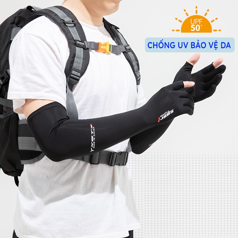 Găng tay chống nắng nam SPORT bao tay đi nắng nữ xỏ ngón có vân chống trượt chống tia UV TACADO