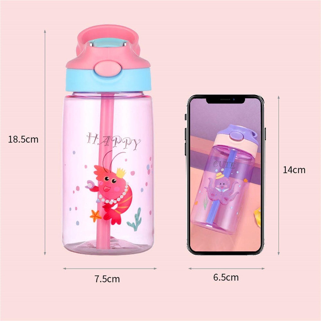 Cốc Uống Nước Du Lịch Có Ống Hút Nắp Lật Cho Bé