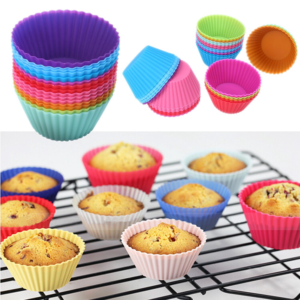 Bộ 1/5 cốc làm bánh bằng silicone chịu được nhiệt độ cao đa năng tiện lợi