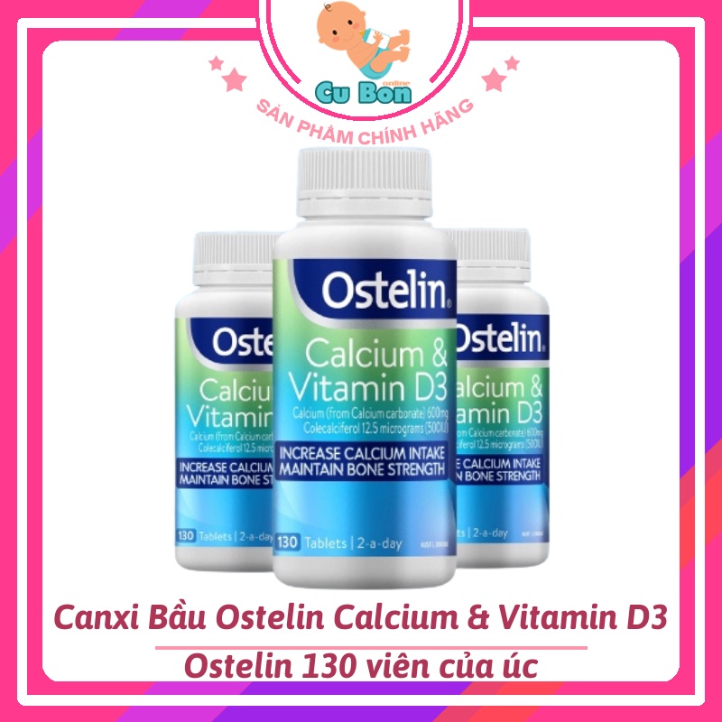 Canxi Bầu Ostelin Calcium &amp; Vitamin D3 Ostelin, Úc Bổ Sung Vitamin D &amp; Canxi (130 Viên) dành cho bà bầu