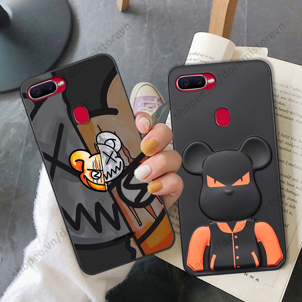 Ốp lưng Oppo A5s / A7 / F9 / A12 hình kaws, kith, bear brick nổi 3D phong cách độc đáo