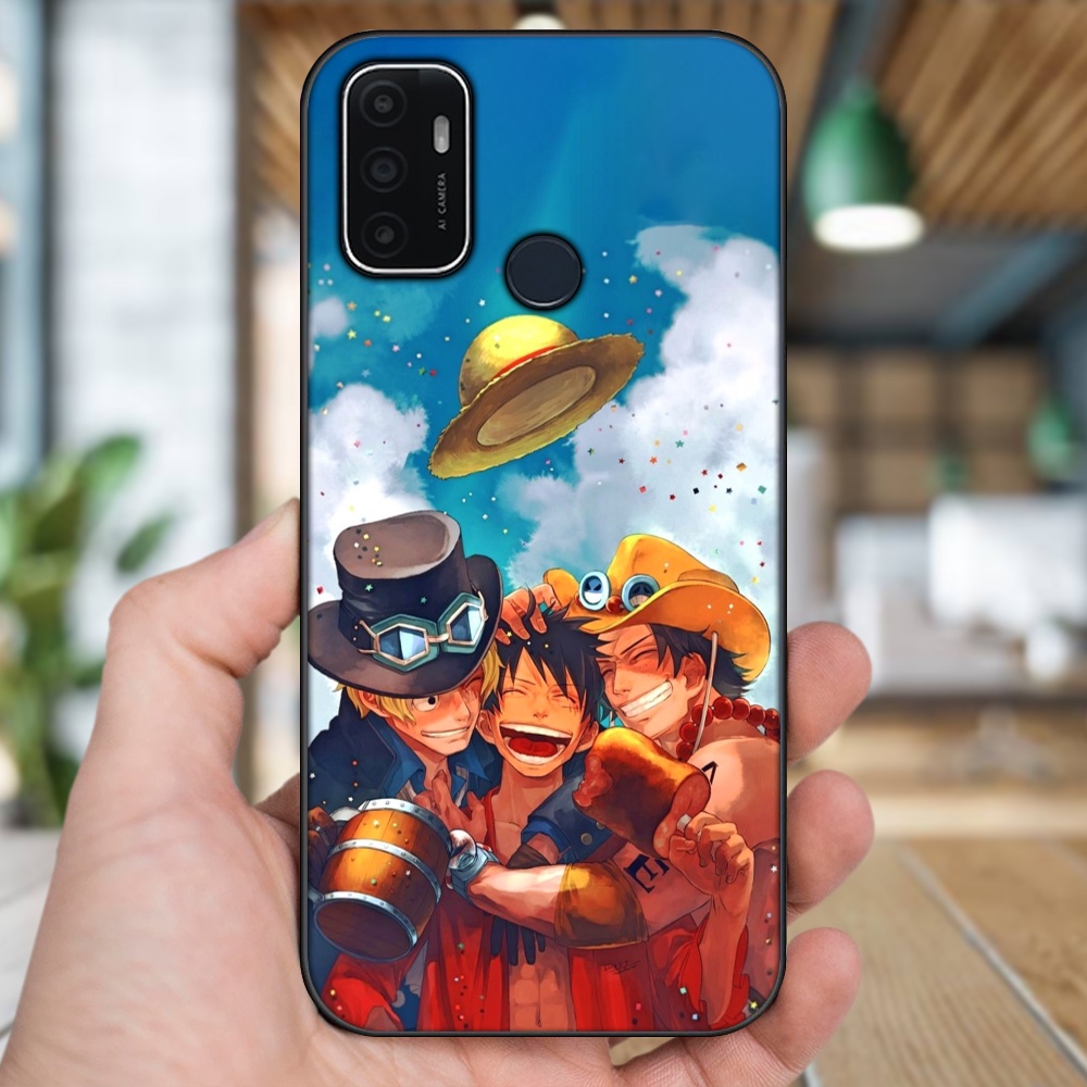 Ốp lưng Oppo A53 viền đen in hình Ace One Piece