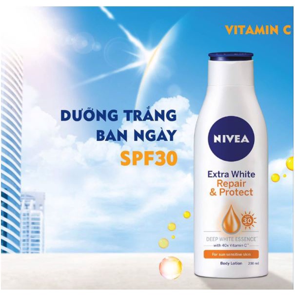 Sữa Dưỡng Thể Sáng Da Ngày &amp; Đêm Nivea Extra White Night Nourish Body Lotion