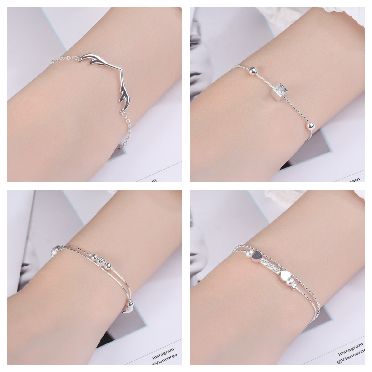 10 designs S925 Silver Bracelet Girls Accessories Exquisite Niche Bracelet Smiley Face Bracelet Multi-Style Design Bracelet Gelang wanita