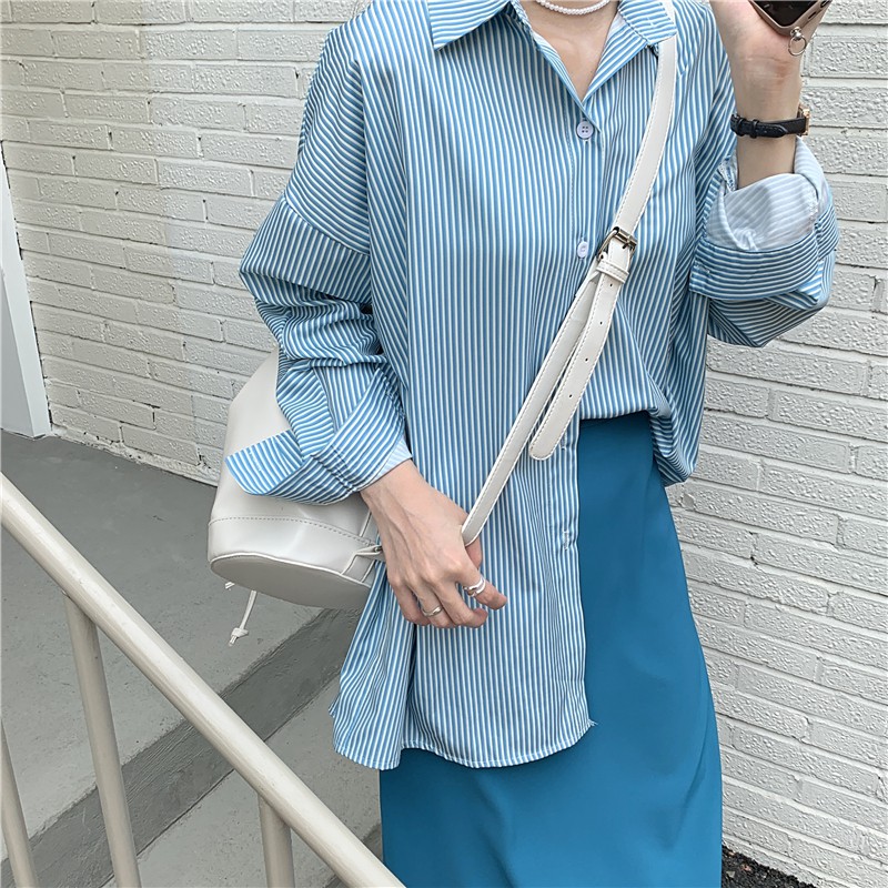 Áo sơ mi tay dài kẻ sọc thời trang thịnh hàng cho nữ