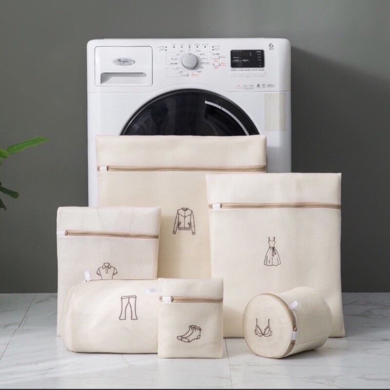 Sét 6 túi lưới giặt quần áo 3 lớp dày dặn