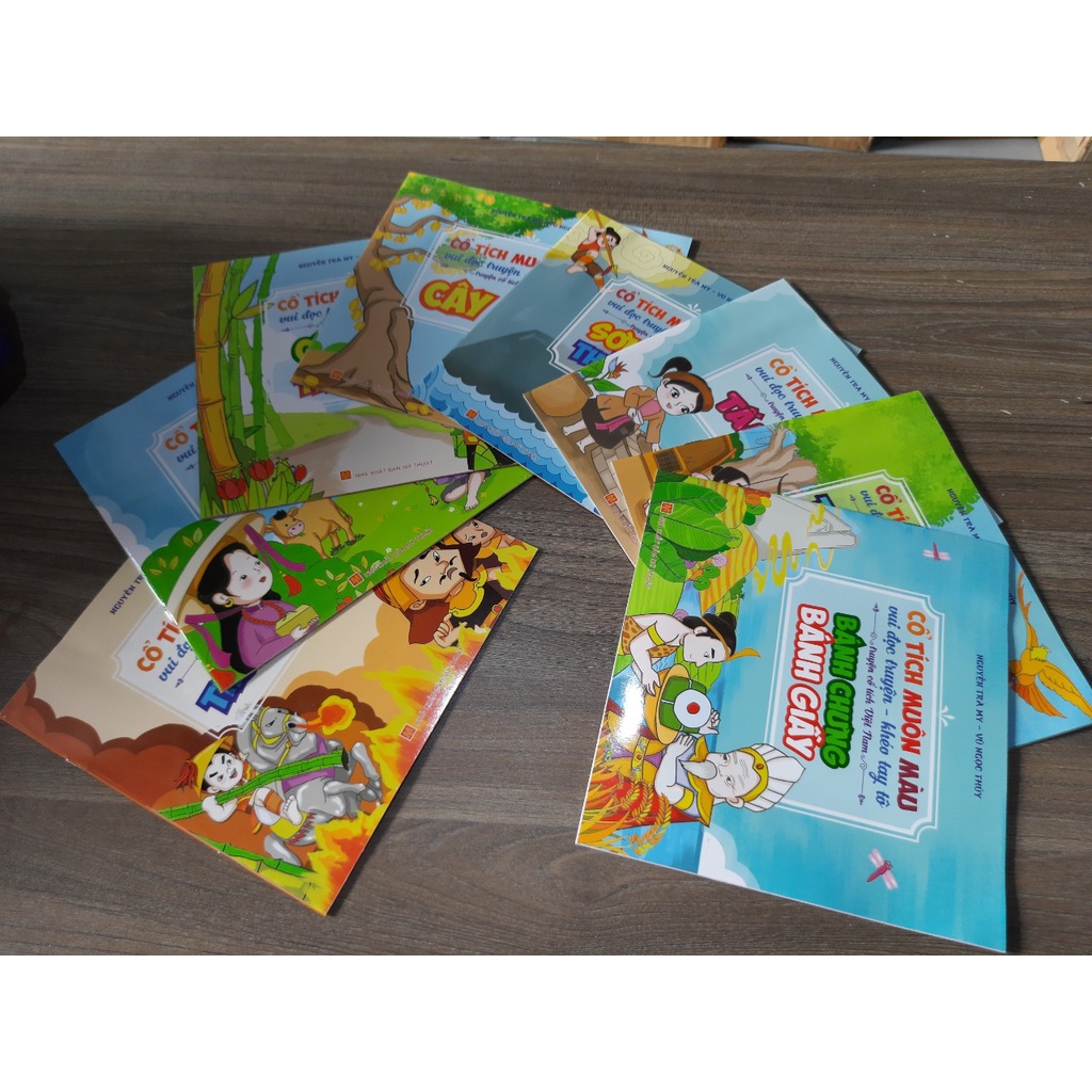 Sách: Cổ tích muôn màu - Vui đọc truyện, khéo tay tô - Bộ 8 cuốn Truyện cổ tích kèm tô màu - ML-TNHI-GD-120k