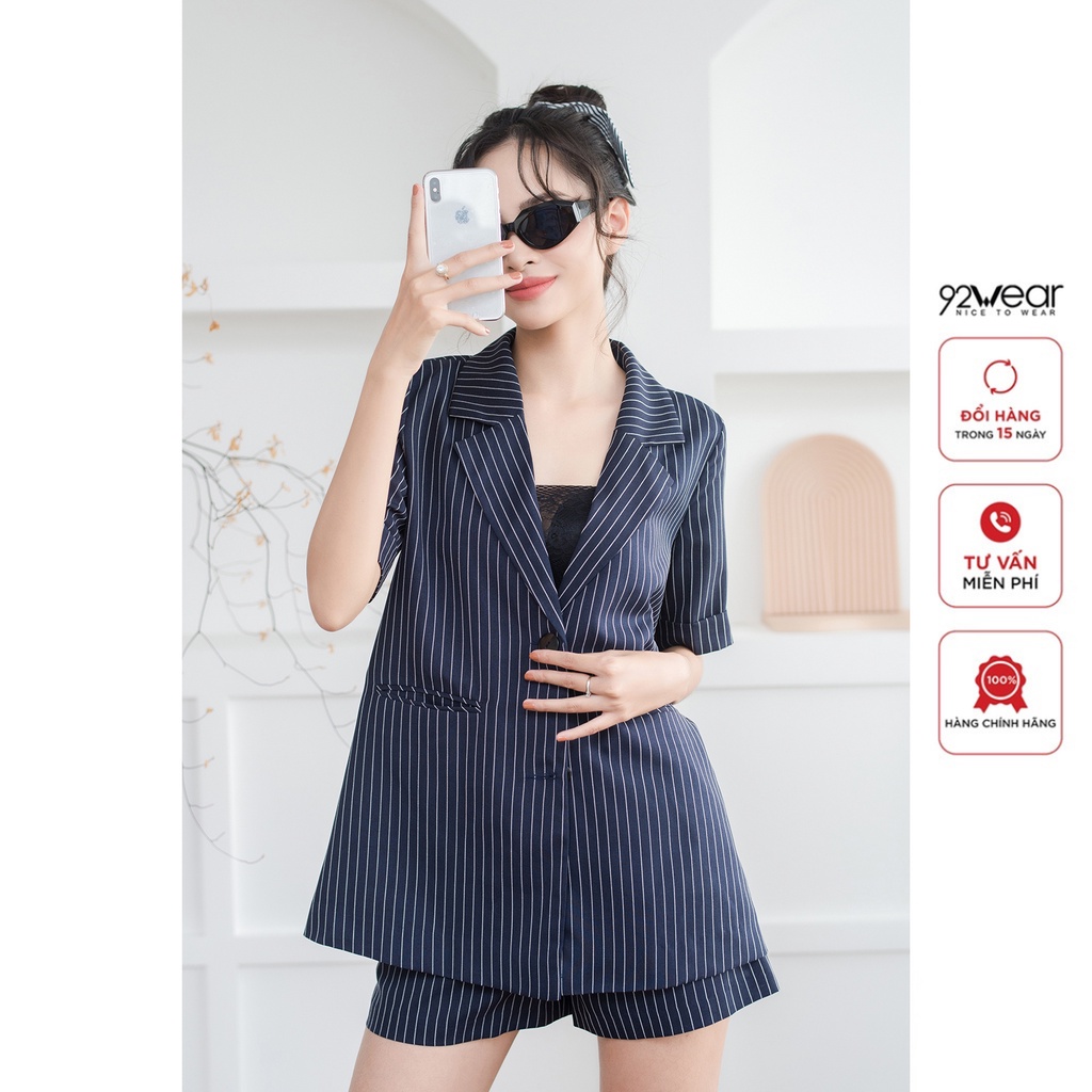 Áo blazer cổ bẻ ve 92Wear, thiết kế độc đáo, sành điệu ABA2420