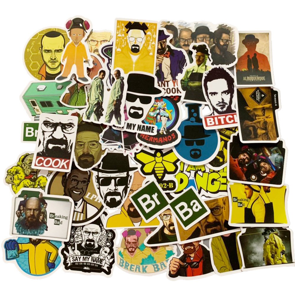 Set 50/25/10 hình dán PVC chống nước hoạ tiết phim chính kịch Breaking Bad cổ điển dùng để trang trí laptop/xe hơi
