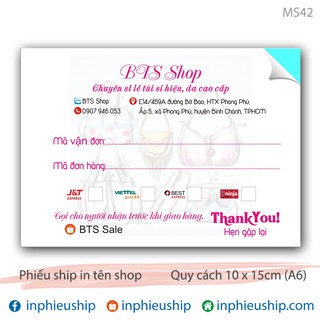 Phiếu ship có keo 200 tờ