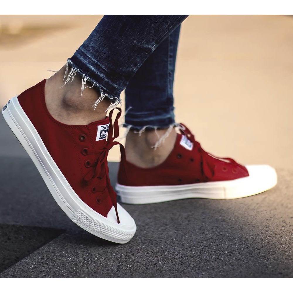 Giày Chuck 2 AllStar Classic Cổ Thấp Nam Đỏ Đậm