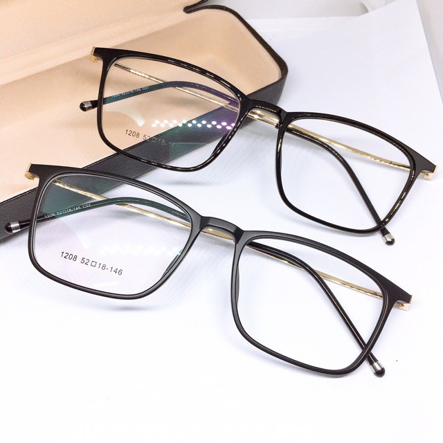 [Gía siêu rẻ] Gọng Kính vuông 1208 đã đeo là XINH -Nhận Cắt Mắt-Tặng kèm hộp+khăn+Chai nước lau kính