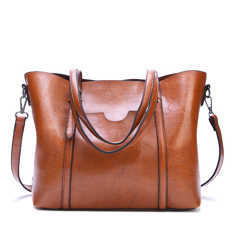 IELGY Fashionable Women's Big Bag All-match One-shoulder Messenger Simple Oil Wax Pitot