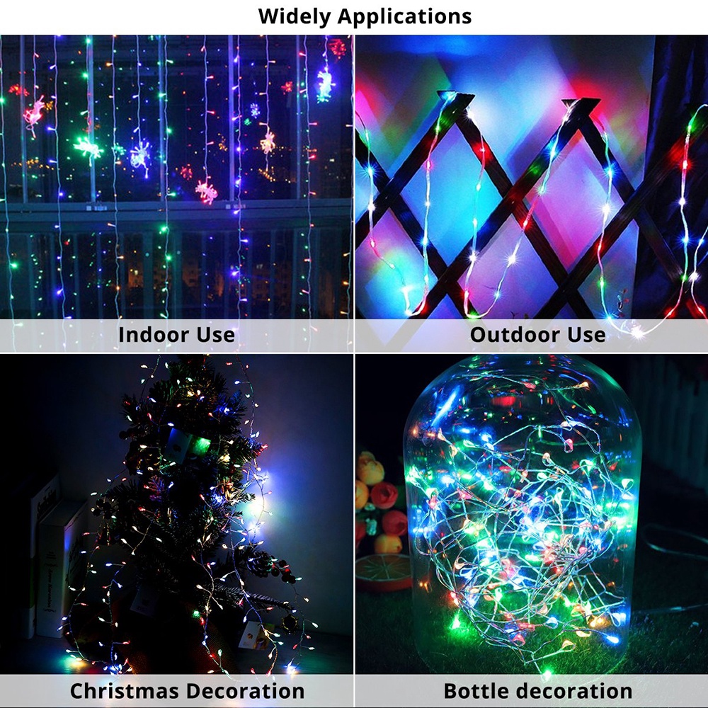 Dây Đèn Led 100 / 200 Bóng Có Điều Khiển Từ Xa Trang Trí Giáng Sinh