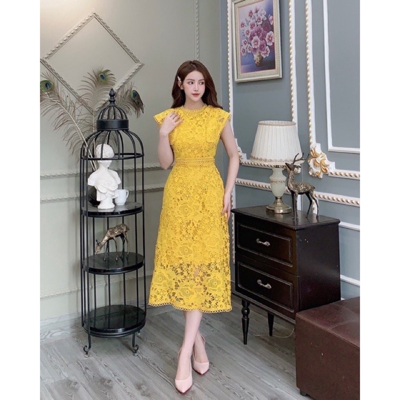 Đầm Ren Thiết Kế - Đầm Ren Hoa - Đầm Ren Dự Tiệc V02