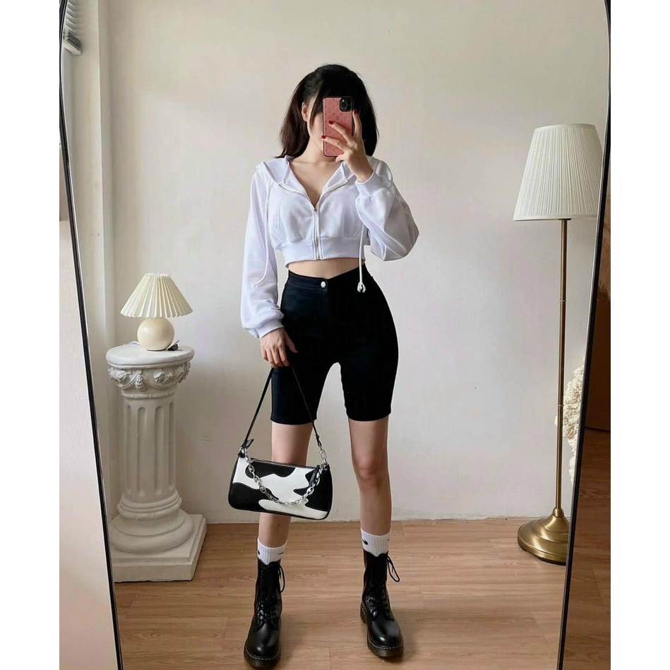 Áo khoác croptop chất da cá
