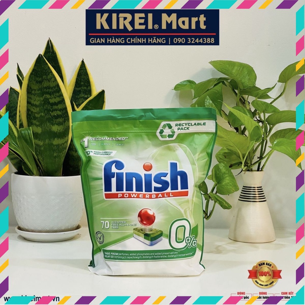  Viên rửa bát Finish All in 1 Max ECO 0% - 70 viên / túi