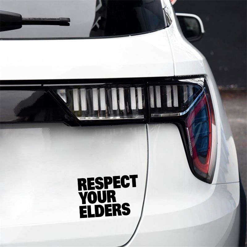Decal Dán Xe Hơi In Chữ Respect Your Elders 13.7cm X 9cm