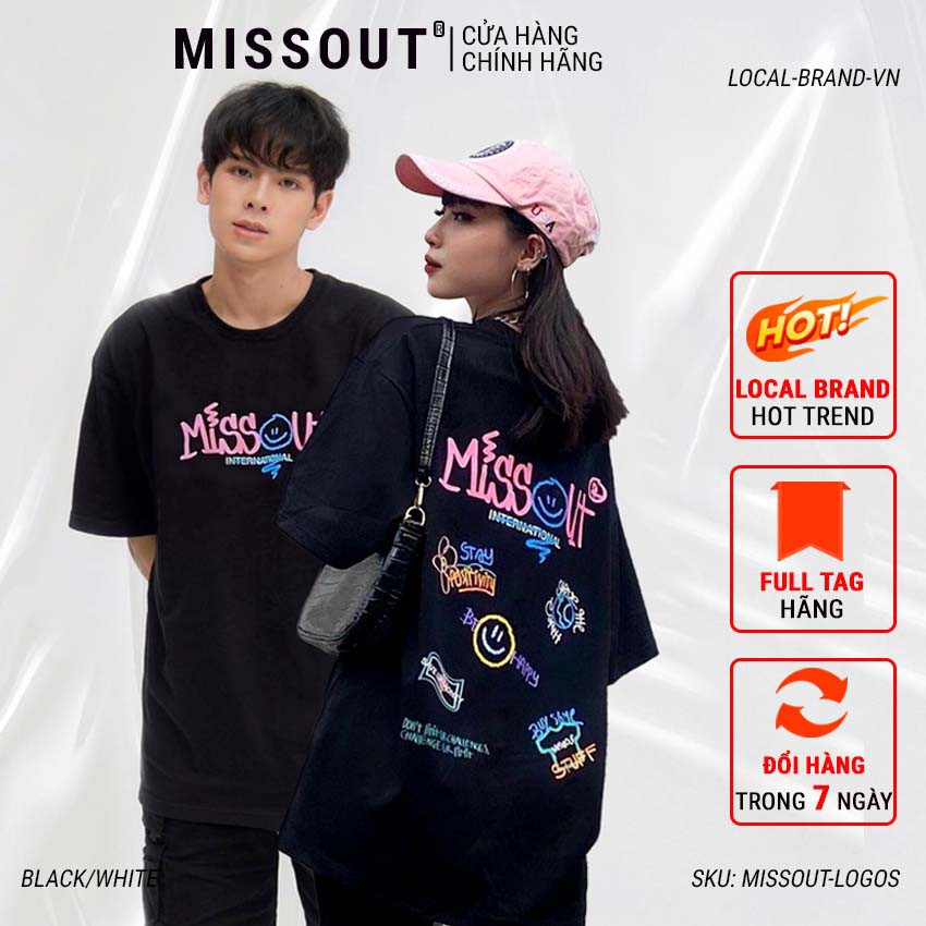 [LOCAL BRAND] Áo thun Missout logo mặt cười tay lỡ form rộng vải Cotton - Thời trang nam nữ Unisex Streetwear