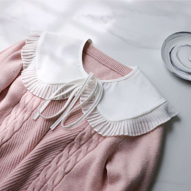 Khăn Choàng Cổ Chiffon Mini Xếp Ly Nhún Bèo Màu Trắng Thời Trang Cho Học Sinh
