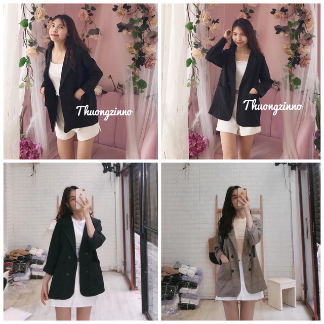 [Ảnh thật/Video] Áo blazer Trơn/kẻ nhiều màu Áo vest lịch sự