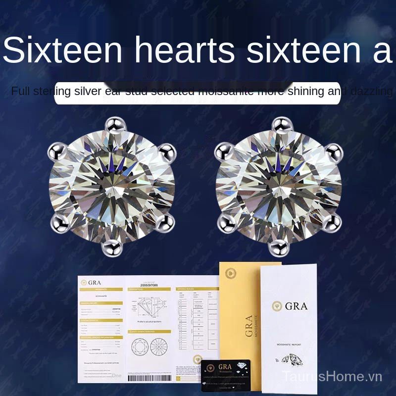 Khuyên Tai Mạ Bạc Đính Đá Kim Cương Nhân Tạo Phong Cách Mỹ Moissanitept950Platinum