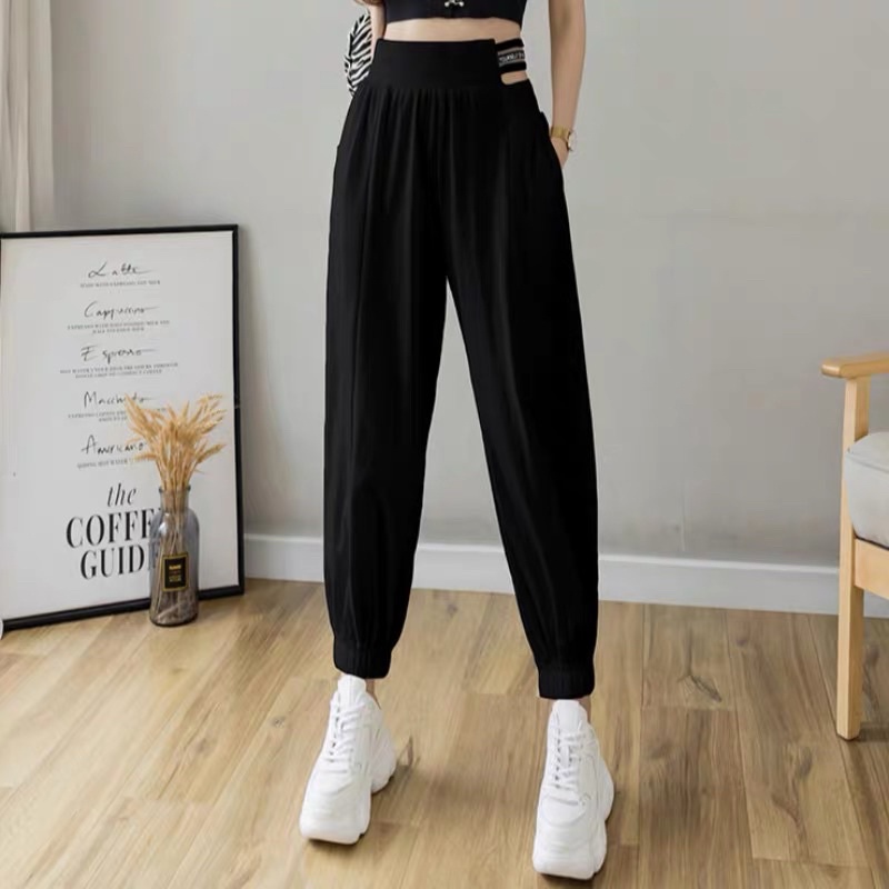 Quần jogger/ Quần thể thao nữ bo gấu chất cotton, poly mặc bốn mùa