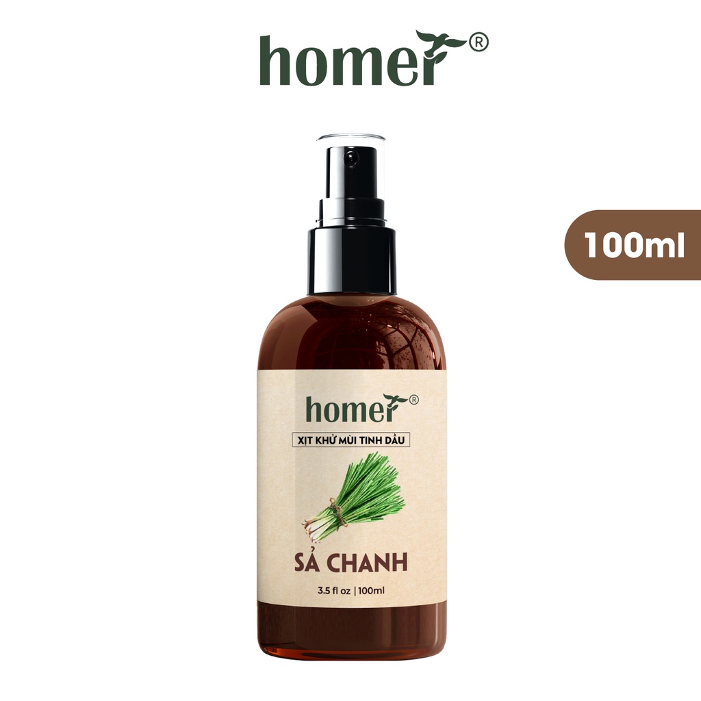 Xịt khử mùi tinh dầu Sả Chanh Homer Thiên nhiên Dung tích 100ml/250ml