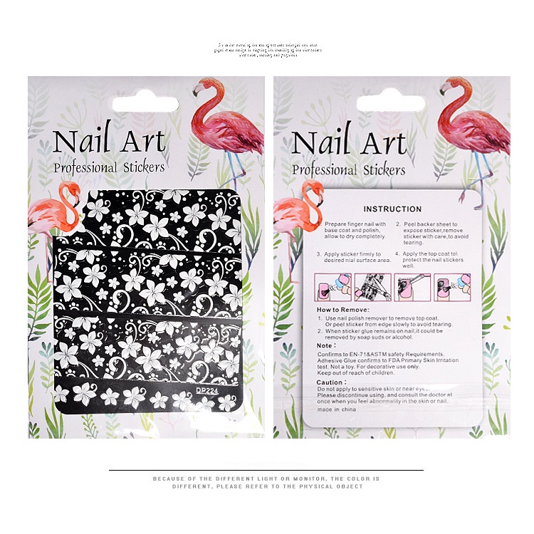 Sticker hoa văn giấy họa tiết trắng nổi 3D , decal sticker hoa dán móng trang trí nail 3d 5d