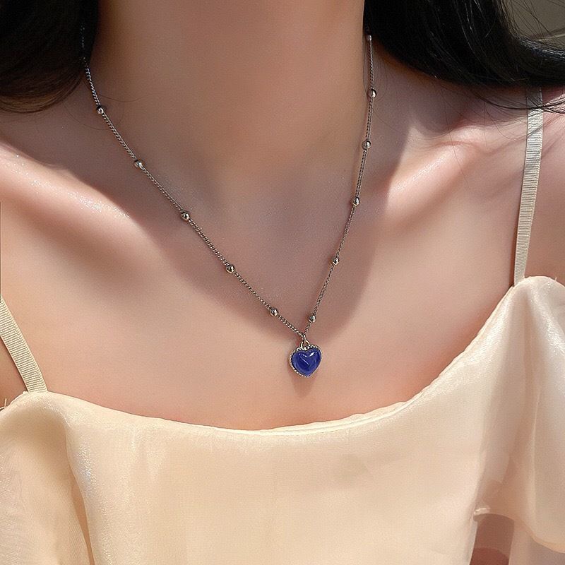 Vòng cổ mặt trái tim có thể đổi màu phong cách Nhật Bản và Hàn Quốc dịu dàng nữ tính cho nữ