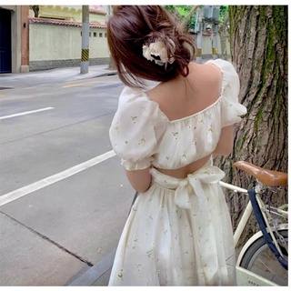 Váy hoa tay ngắn xếp ly( Sẵn tại shop)