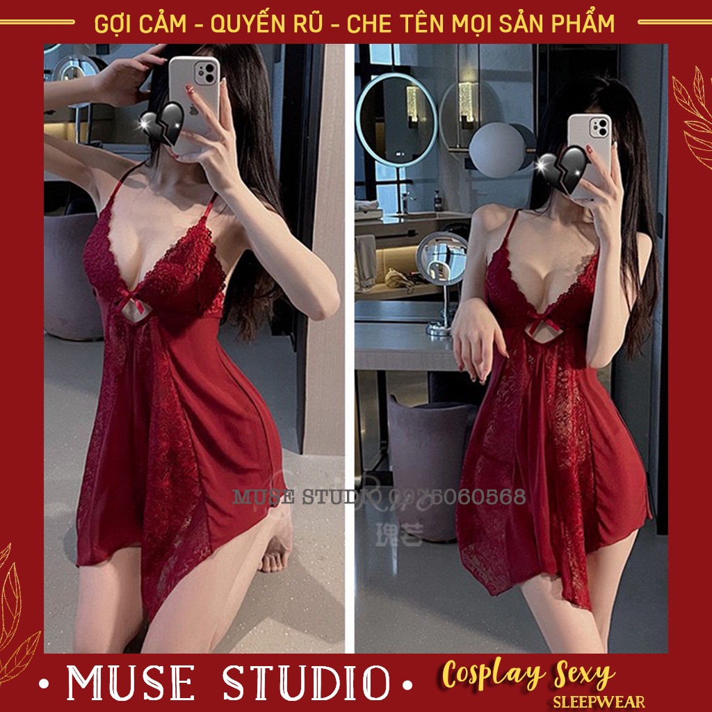 váy ngủ sexy, đầm ngủ hai dây ren cao cấp gợi cảm, chân váy cách điệu quyến rũ
