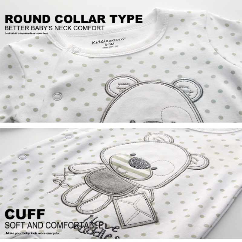 Set 3 áo liền quần cotton 100% cho bé sơ sinh 0-12 tháng tuổi