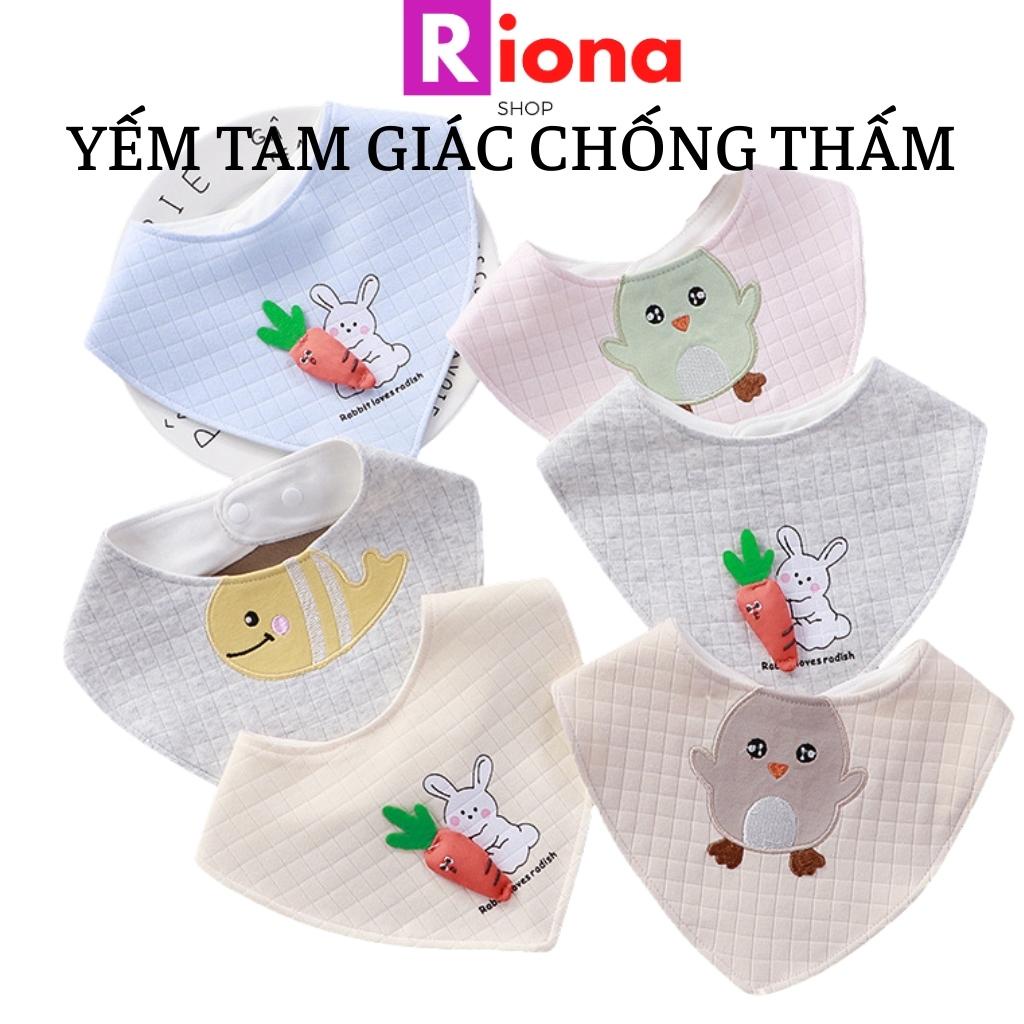 Yếm chống thấm ăn dặm cho bé trai bé gái tam giác cotton Rionashop