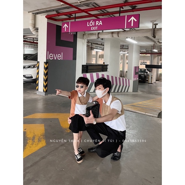 1803-2# Áo Polo Phối Màu BỐ-CON