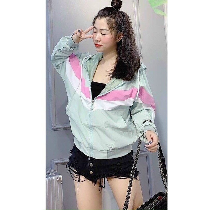 Áo khoác nữ  💚𝗙𝗥𝗘𝗘𝗦𝗛𝗜𝗣💚 Áo khoác nữ đẹp chất liệu dù 2 lớp dài tay big size form rộng SỌC NGANG