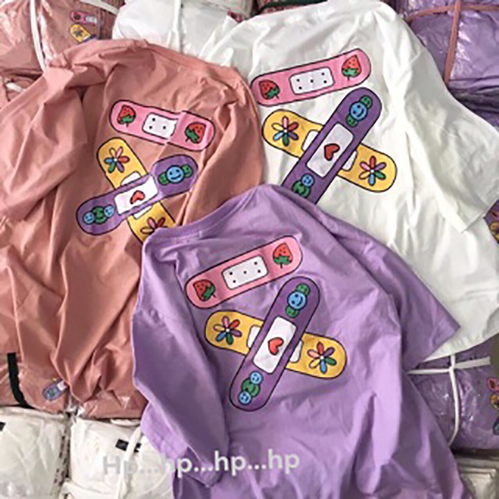 Áo Thun Áo Phông Ngắn Tay nam nữ Unisex Hình Băng Keo Cá Nhân Xinh Xắn Dễ Thương
