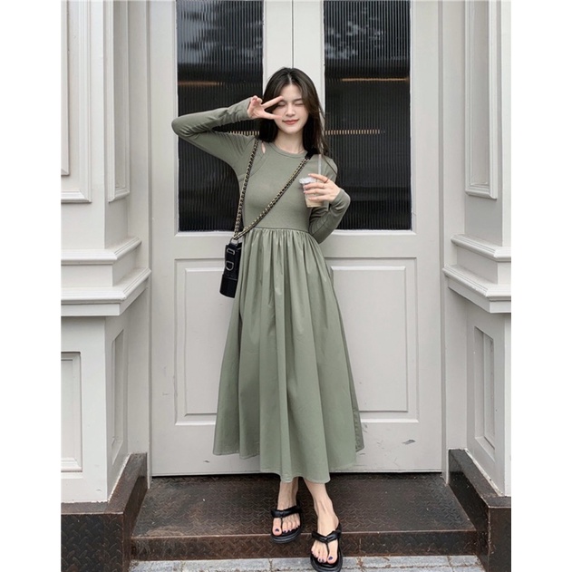 VÁY BODY thân dài  thu đông len tăm xếp xoè co giãn bốn chiều hot trend thu đông 2022