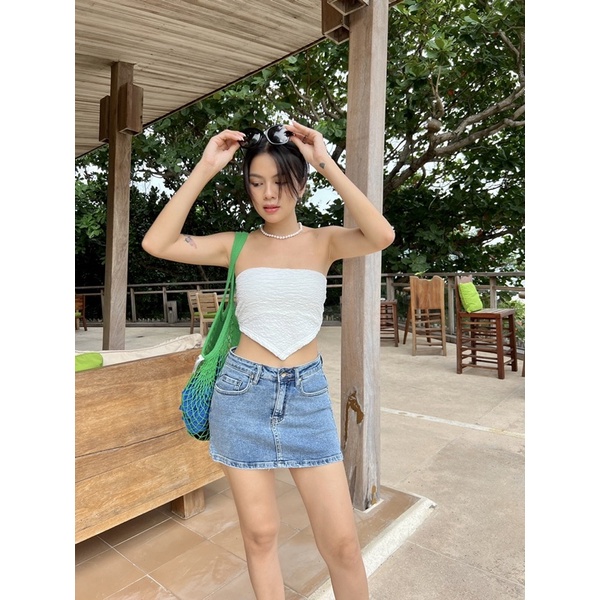 chân váy jean ngắn-retro skirt( có quần trong )