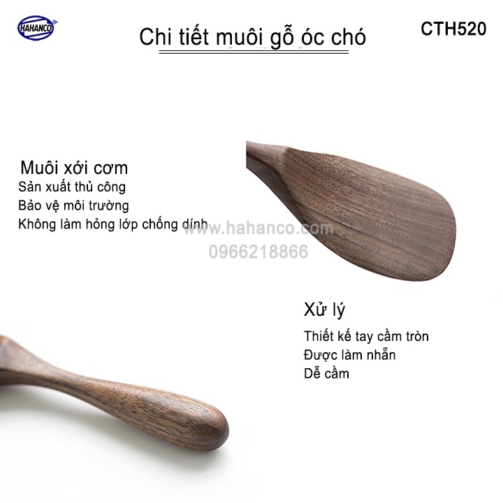 Muôi xới cơm đa năng bằng gỗ Óc Chó (Nhập khẩu Mỹ) - chiên xào các loại - HAHANCO