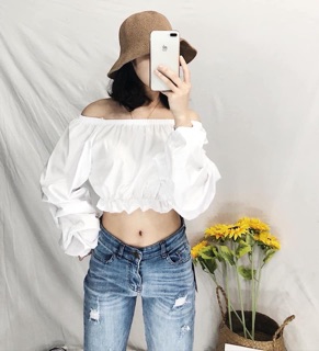 Áo trễ vai QC (đen/trắng - ẢNH THẬT)