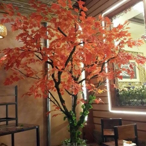 Combo 12 cành lá phong đỏ vải lụa đẹp, lá to 15 lá, lá nhỏ 25 lá