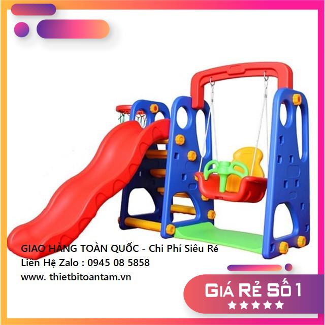 Cầu Trượt có xích đu Hàn Quốc trẻ em cho bé có ném bóng rổ