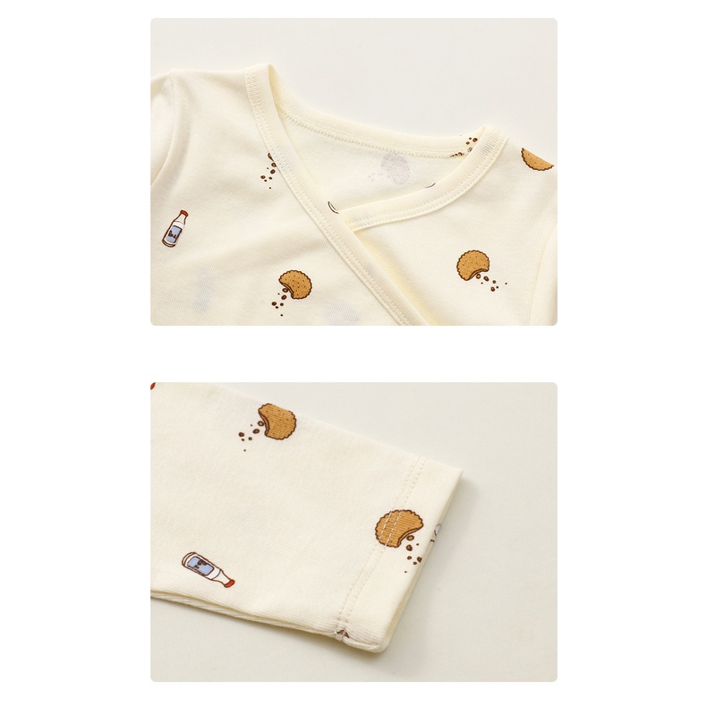 Bộ Áo Liền Quần Cotton Tay Dài In Hình Hoa Quả Màu Sắc Tươi Sáng Cho Bé