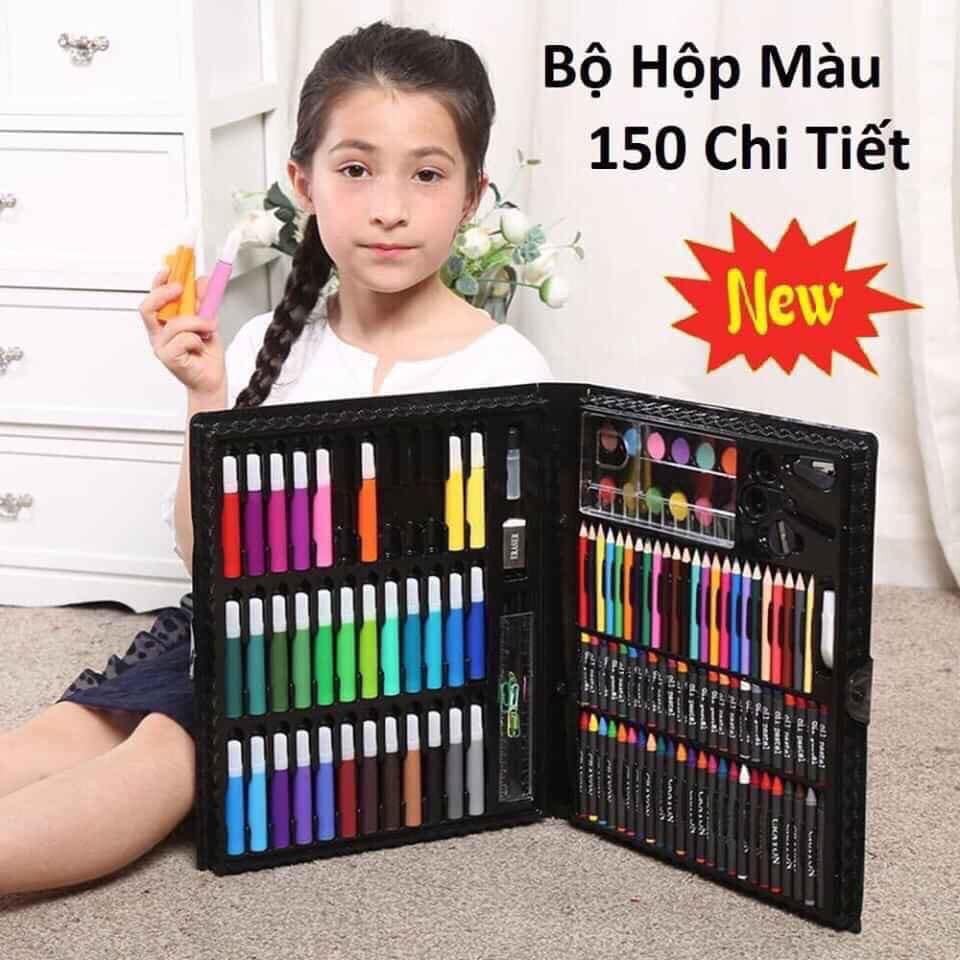 bộ bút màu 150 chi tiết hộp đen hồng